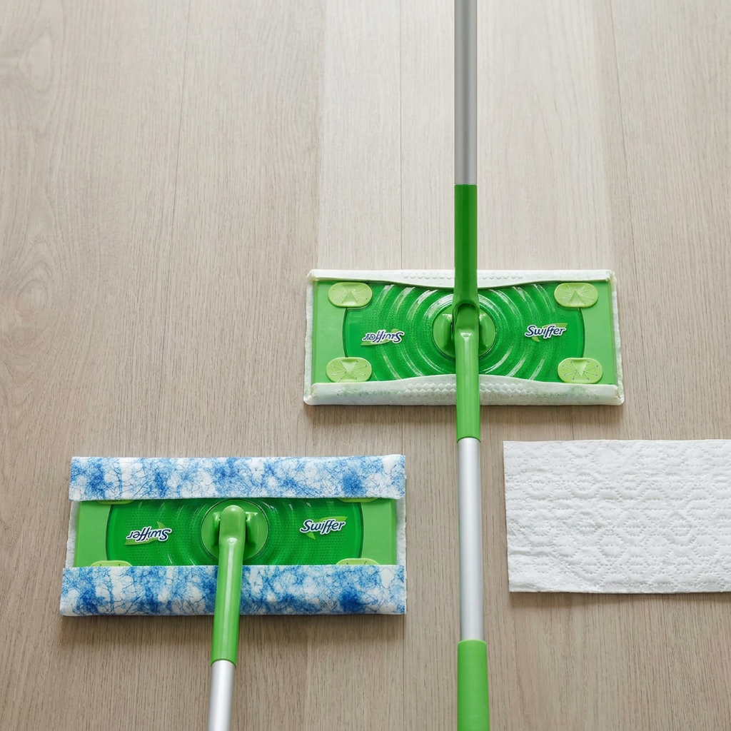 Zwei konkrete Produktpfade aus den Swiffer Vergleichen, ohne "Gewinner"-Logik